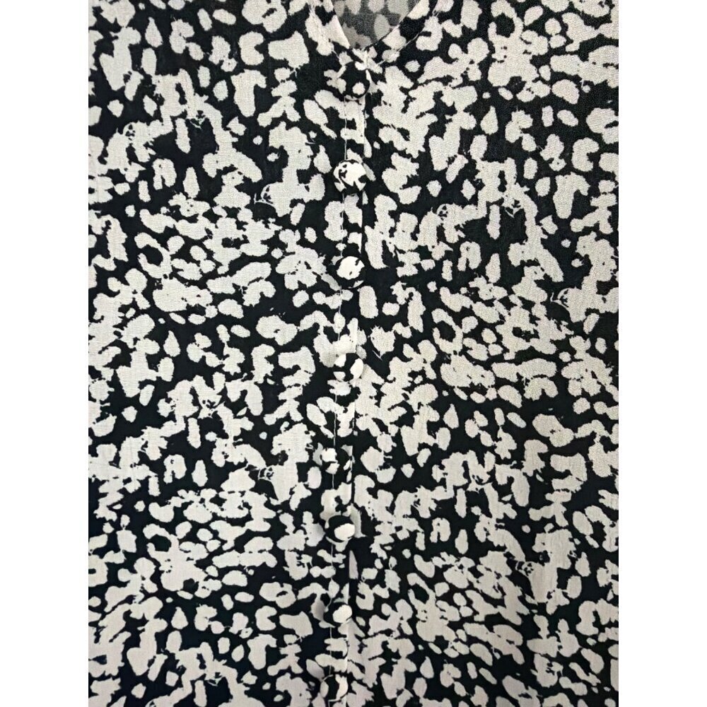 Zara Black & White Abstract Long Sleeve Mini Dress Size S - Picture 2 of 4